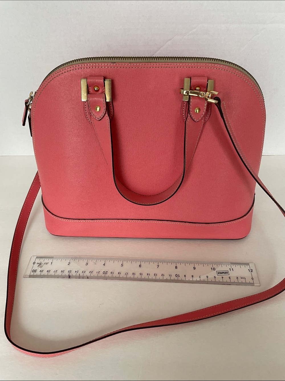 Alberta Di Canio Coral Pink Dome Crossbody Bag